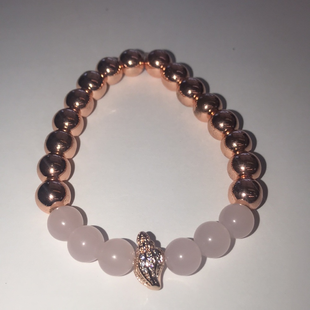 HANDMADE DURABLE ROSE QUARTZ/HERMATITE  BRACELETS - Picture 2 of 5